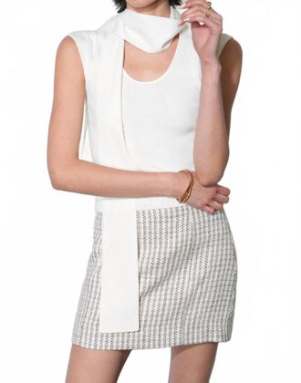 Greylin Womens Hannah Scarf Knit Top In White