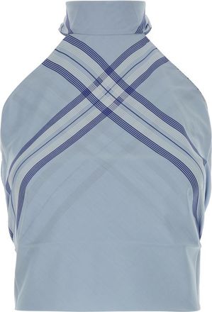 Prada Light Blue Mock Collar Top