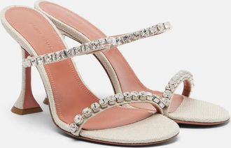 Amina Muaddi Gigi embellished canvas mules