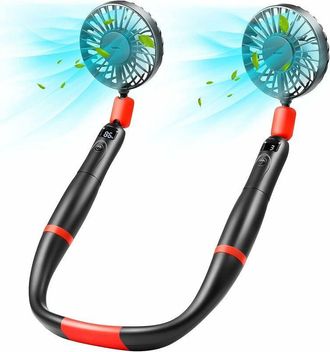 OEM Ventilador De Cuello Y De Mano, 2 En 1, Recargable, Con Pantalla Led, Ventilador Port&aacute;til Ajustable 360&deg;, Ideal Para La Oficina, Viajes Y Actividades 