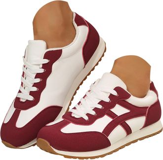 Generic Womens Low Top Lady Sneakers - Lace-Up Shoes for Women Pink Women Sneakers with Memory Foam Insole Womens Retro Sneakers Non-Slip Womens Shoes