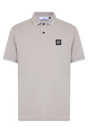 Stone Island Grey Solid Shirt Collar Polo