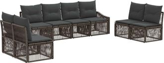 vidaXL Conjunto De Sof&aacute;s De Jard&iacute;n 8 Uds. Gris Rat&aacute;n Sint&eacute;tico Vidaxl