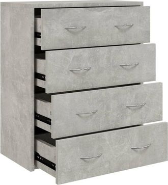 vidaXL Aparador con 4 cajones gris hormigón 60x30,5x71 cm Vidaxl