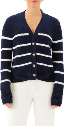 Karen Kane Stripe Cardigan Sweater in Navy W/Off White at Nordstrom, Size X-Large