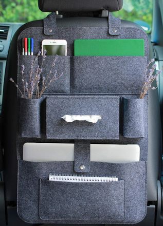 OEM Organizador De Almacenamiento Interior Para Asientos De Coche, Ideal Para Accesorios De Autocaravanas, 62x41cm - Gris Oscuro
