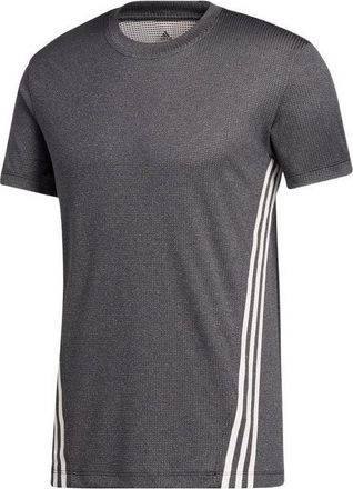 adidas Stripe Round Neck Sports Gym Short Sleeve Unisex Black GJ2695