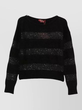 Max Mara mohair boat neck long sleeve ribbed hem sweater
