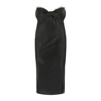 Saint Laurent Midi Dresses, female, Black, Size: XS Strapless Satin Dress