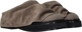 The Attico Womens Gray Leather Slippers