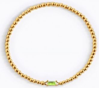 Mint & Lily Gold Beaded Birthstone Bracelet in August Peridot at Nordstrom, Size 6.5