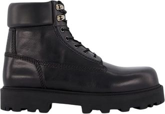 Givenchy Logo-Debossed Leren Laarzen - Heren - Veterlaarzen - Zwart - 40 EU - Leer - Schoenen