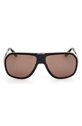 BMW 63mm Sunglasses in Shiny Black /Roviex Mirror at Nordstrom Rack