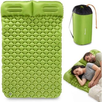 OEM Colch&oacute;n Inflable Camping 2 Plazas Con Almohadas Integradas Y Funda 190x120cm - Hypermotion - Ultraligero - Senderismo - Verde