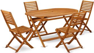 East West Furniture Wooden Patio Set Natural Oil, DIBS5CWNA