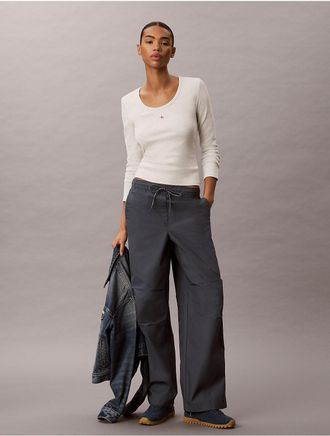 Calvin Klein Jeans Calvin Klein Womens Cotton Ripstop Pull-On Pants - Blue - XL