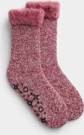 Simons Womens Non-slip plush trim socks Christmas Collection