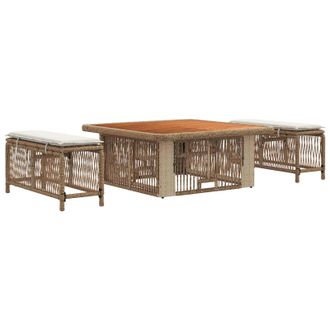 vidaXL Conjunto De Comedor De Jard&iacute;n Con Coj&iacute;n 3 Pcs Beige Y Crema Vidaxl
