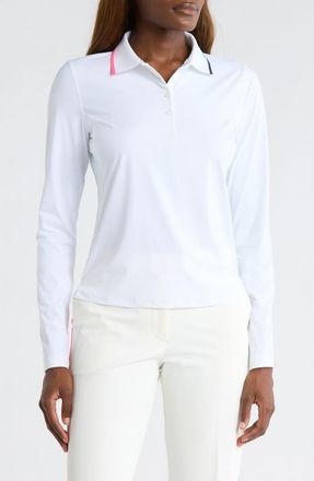 G/Fore Silky Tech Long Sleeve Polo in Snow at Nordstrom, Size X-Large