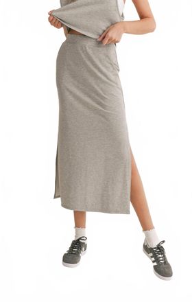Sadie & Sage Break A Sweat Maxi Skirt In Heather Grey