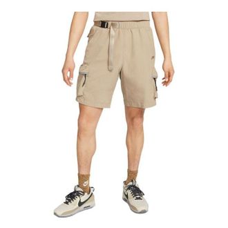 Nike Mens Nike Sportswear Tech Pack Solid Color Logo Embroidered Side Elastic Waistband Shorts Khaki DQ4281-247