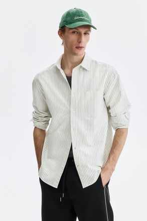 H&M Regular fit oxford shirt in White/striped at Nordstrom, Size Xx-Large