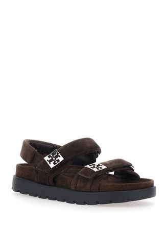 Tory Burch Womens Sandal Mellow Sport Brown Suede