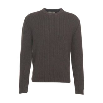 Daniele Fiesoli Cashmere Knitwear, male, Brown, Size: M Classic Ribbed Cashmere Sweater Aw25