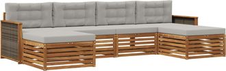 vidaXL Conjunto De Sof&aacute;s De Exterior 6 Uds. Natural Y Gris Claro Vidaxl
