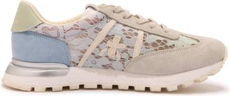 Premiata Lace Schoenen Beige-Azzurro-Groen Aqua - Dames - Sneakers - Veelkleurig - 35 EU - Su&egrave;de - Schoenen