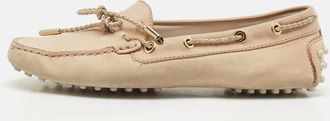 Tod's Tods Beige Nubuck Leather Tied Lace Loafers