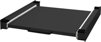 ML Design Ml-design - Bastidor Intermedio Con Estante Extra&iacute;ble De Acero 60 X 60 Cm Negro Soporte De Conexi&oacute;n Para Lavadora Y Secadora Kit Intermedio Universal 