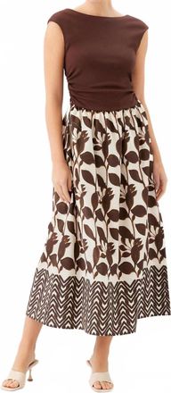 Fifteen Twenty Womens Carina Long Contrast Dress In Brown With Cream