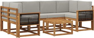 vidaXL Conjunto De Sof&aacute;s De Exterior 5 Uds. Natural Y Gris Claro Vidaxl
