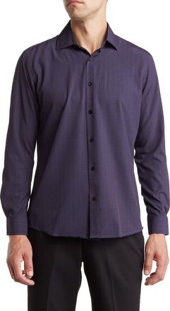 Tom Baine Regular Fit Performance Stretch Long Sleeve Button Front Shirt in Blue at Nordstrom Rack, Size Xx-Large