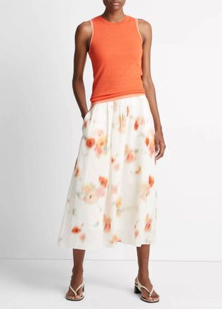 Vince Poppy Blur Gathered Skirt In Cream Dusk