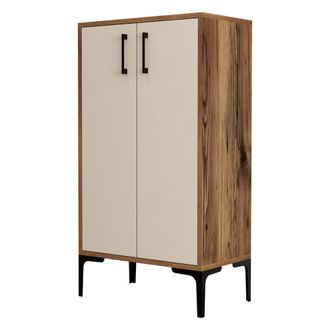 Dmora Zapatero Cavalieri, Mueble Para Zapatos 4 Estantes, 8 Pares, 2 Puertas, 60x35x111h Cm Nogal Marr&oacute;n