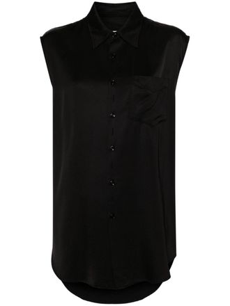 Maison Margiela ripped-detail satin-weave shirt - women - Viscose - 40 - Black