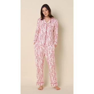 The Cats Pajamas Pima Knit Pajama Set in Dreamy Hearts Ivory at Nordstrom, Size X-Small
