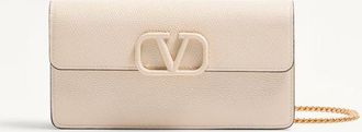 Valentino Garavani Portafoglio Con Catena VLogo Signature in Vitello Granato Donna LIGHT IVORY UNI