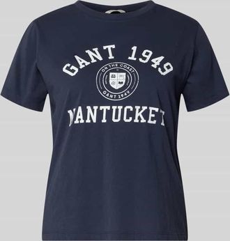 GANT T-Shirt mit Label-Print in Marine, Gr&ouml;&szlig;e XXL
