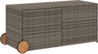 vidaXL Caja de almacenaje jardín con ruedas ratán sintético gris 283L Vidaxl