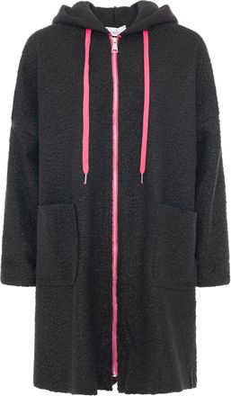 Zwillingsherz Kurzmantel ZWILLINGSHERZ Neon, Damen, schwarz, Boucl&eacute;, Obermaterial: 100% Polyacryl, unifarben, Po-bedeckend, ohne Ausschnitt, gerader Abschluss, M&auml;nt