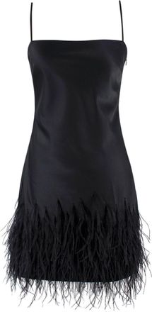 Ralph Lauren Black Satin Feather Mini Dress Size XS