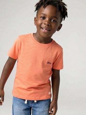 Vertbaudet Jungen-T-Shirt, uni mango