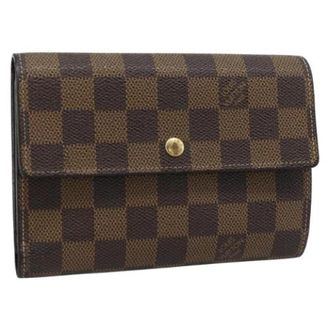 Louis Vuitton Pre-owned Damier Ebene Canvas Portemonnee - Dames - Vintage Accessoires - Bruin - ONE Size - Vintage