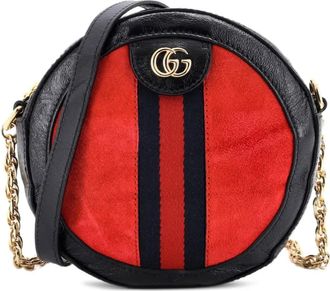 Gucci Borsa a tracolla Ophidia tonda mini in pelle scamosciata - Rosso