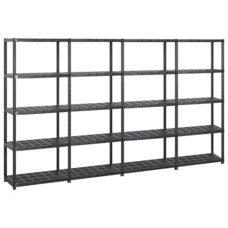 Berkfield Home Storage Shelf 5-Tier Black 284x38x170 cm Plastic | Size: 284 x 38 x 170 cm