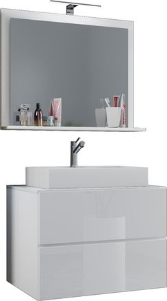 ebuy24 Ebuy24 - Vcm 3 Pcs Lavabo De Lavabo Lavabo Gabinete Inferior Ancho 60 Cm Muebles De Ba&ntilde;o Con Cajones Espejo Lendas (blanco)