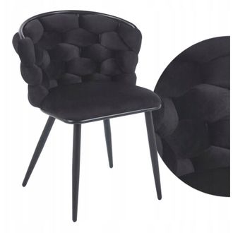 OEM Silla Entretejida De Terciopelo Negro Para Sal&oacute;n Furnitex K47-fx Modern